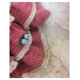 Handmade Crochet Doll Dress with Blue Roses