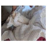 Handmade Crochet Doll Dress with Blue Roses