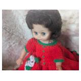 Holiday Doll in Handmade Red Crochet Dress