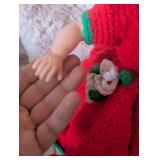 Holiday Doll in Handmade Red Crochet Dress