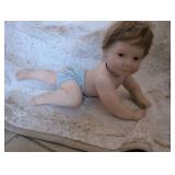 Porcelain Baby Doll in Blue Diaper