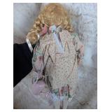 Collectible Porcelain Doll in Floral Prairie Dress