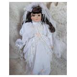 Bridal Collection Porcelain Doll in White Lace Wedding Dress