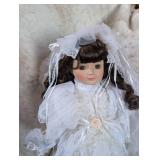 Bridal Collection Porcelain Doll in White Lace Wedding Dress