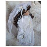 Bridal Collection Porcelain Doll in White Lace Wedding Dress