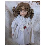 Classical Porcelain Doll with White Lace Dress