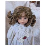 Classical Porcelain Doll with White Lace Dress