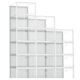 Pinkpum 15 Pack X-Large Shoe Storage Boxes Fit US Size 11, Shoe Organizer for Closet Clear Plastic Stackable Shoe Dispaly Case Holder Bins, Sneaker Storage for Sneakerheads White for Home and Family