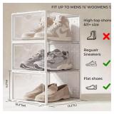 Pinkpum 15 Pack X-Large Shoe Storage Boxes Fit US Size 11, Shoe Organizer for Closet Clear Plastic Stackable Shoe Dispaly Case Holder Bins, Sneaker Storage for Sneakerheads White for Home and Family