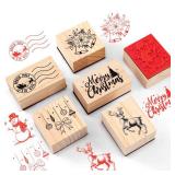 Watersay 6 Pcs Rubber Stamp Set Wooden Rubber Stamp Stamps Vintage Wooden Art Stamps for Crafting and DIY Scrapbooking Card Making Hand Book(Classic)