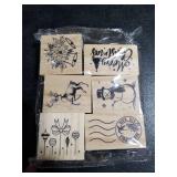 Watersay 6 Pcs Rubber Stamp Set Wooden Rubber Stamp Stamps Vintage Wooden Art Stamps for Crafting and DIY Scrapbooking Card Making Hand Book(Classic)