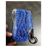 Frienda 2 Set Heavy Duty Paracord Lanyard Necklace Whistles Strap Braided 550 Keychain Lanyard for Outdoor Activities (Black, Blue)