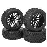 Vgoohobby OD 88mm/3.4612mm Hex Wheel Rims Rubber Tires with Sponge Replacement for 1/10 RC Off-Road Buggy Car,Black