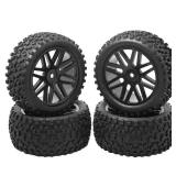 Vgoohobby OD 88mm/3.4612mm Hex Wheel Rims Rubber Tires with Sponge Replacement for 1/10 RC Off-Road Buggy Car,Black