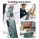 JAME for Samsung Galaxy S25 FE Case, Ring Holder Stand Kickstand, 2 Packs Screen Protector, Dual Layer Shockproof Protective Cover, Magnetic Accessory Friendly Galaxy S25 FE Phone Case, Green