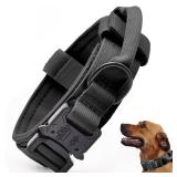 Tactical Dog Collar, Adjustable Military Training Nylon Dog Collar with Control Handle and Heavy Quick-Release Metal Buckle for Small Medium Large Dogs, Black L