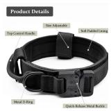 Tactical Dog Collar, Adjustable Military Training Nylon Dog Collar with Control Handle and Heavy Quick-Release Metal Buckle for Small Medium Large Dogs, Black L