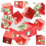 Surprise Gift Box Explosion for Money, Merry Christmas Surprise Box Gift Box Explosion Box with Confetti, Christmas Boxes Explosion Gift Box Cash Money Gift Boxes for Presents, 10 Bouncing Boxes, Red