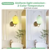 Pandaluna Vintage Wall Sconce, Green Milk Glass Light Fixture, 5.5In Art Deco Antique Wall Sconce for Bedroom Bathroom Living Room Hallway Entryway, E12 LED Bulb Included