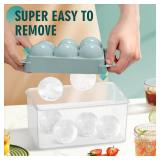 WIBIMEN Large Ice Cube Molds, Big Round Whiskey Ice Cube Trays for Freezer, Easy to Fill & Release, Whiskey Bourbon Cocktail(1.9In*6 Balls- Blue/2 Pack)