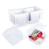 Evnlo 50 Count Clear Plastic Containers with Lids for Food, Thickened Disposable Sandwich Containers Clamshell Boxes for Cake Slice, Dessert, Hamburger, Salad