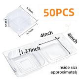 Evnlo 50 Count Clear Plastic Containers with Lids for Food, Thickened Disposable Sandwich Containers Clamshell Boxes for Cake Slice, Dessert, Hamburger, Salad