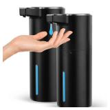 2 Pack Automatic Soap Dispenser: 13.52oz/400ml Wall Touchless Liquid - 4-Level Adjustable Modern Electric Hand Soap Dispenser - Kitchen Bathroom Kids Family Black