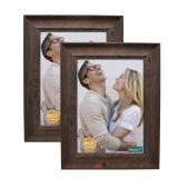 DECANIT 8x10 Picture Frames Rustic Distressed Brown Wood Pattern High Definition Glass for Table Top Display and Wall Mounting Photo Frame Pack of 2