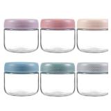 NETANY 6-pack 8oz Glass jars with Airtight Lids, Overnight Oats Containers with Lids, Wide mouth Mason Salad jars, Glass Food Storage Containers for Snacks Yogurt Spice Sugar