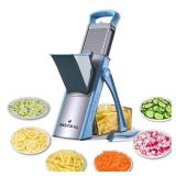 ONCE FOR ALL Upgrade Safe Mandoline Slicer Plus, Biger Size, Adjustable Vegetable Food Chopper Potato Fries Cutter, Detachable Blade, Kitchen Chopping Artifact, Gift (SkyBlue)