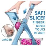ONCE FOR ALL Upgrade Safe Mandoline Slicer Plus, Biger Size, Adjustable Vegetable Food Chopper Potato Fries Cutter, Detachable Blade, Kitchen Chopping Artifact, Gift (SkyBlue)