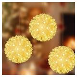 Brightown Outdoor Christmas Decorations-Starlight Sphere, Replaceable Bulbs with Add-On Plug,Lighted Sphere Balls for Trees Party Wedding Patio Indoor Decorations 5.5in-3pc 50 LED(Warm White)