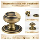 AQKKNY 5 Pack Matt Bronze Solid Brass Kitchen Cabinet Knobs,Drawer Pulls, 1.18 Inch 30mm Diameter, Modern Furniture Handles for Cupboard Wardrobe(Antique)