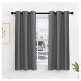 PONY DANCE Gray Black Out Curtains 54 inch Long, Thermal Insulated Draperies Window Grommet Top Room Darkening Window Treatments for Bedroom and Living Room(Grey, 42 inches Wide, 2 Panels Set)