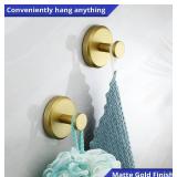 HOME SO Suction Cup Hooks for Shower, Bathroom, Kitchen, Glass Door, Mirror, Tile Loofah, Towel, Coat, Bath Robe Hook Holder for Hanging up to 15 lbs Waterproof, Matte Brushed Satin Gold (4-Pack)