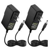 Facmogu 2 Pack 12V 1A AC/DC Power Supply, 100-240V AC to DC 12V 1A Power Adapter, 12W 12V 1 Amp Wall Adapter, 12 Volts 1000mA Regulated Switching Power Converter, with 5.5x2.5mm & 5.5x2.1mm DC Plug