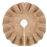 Tatuo 13.8 Inch Mini Tabletop Christmas Tree Skirt Decor Fit 13.7~27.5 Inch Smaller Xmas Tree Small Linen Burlap Trees Skirt for Desk Xmas New Year Party Holiday Family Winter Home Decor (Linen Color)