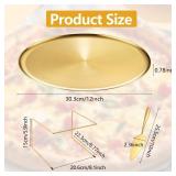 GRETJOB 12 Pcs Pizza Pan Riser Stand Set, 4 Metal Pizza Table Stands + 4 Nonstick Pizza Pans + 4 Pie Servers, Gold Pizza Rack & Tray for Baking, Dessert, Cheese, Party, and Restaurant Use (Gold)