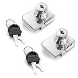 2 Pack Double-Open Glass Door Display Cabinet Display Cabinet Safety Lock, Suitable for 0.2-0.31 Glass Door, Separate Key with Drilling, Zinc Alloy