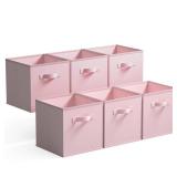 GRANNY SAYS Cube Storage Bins, 11 Inch Storage Cube Organizer, Collapsible Fabric Storage Cubes with Handle, Decorative Cube Storage Organizer for Shelves, Closet, Pink,Pack