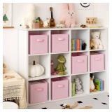 GRANNY SAYS Cube Storage Bins, 11 Inch Storage Cube Organizer, Collapsible Fabric Storage Cubes with Handle, Decorative Cube Storage Organizer for Shelves, Closet, Pink,Pack