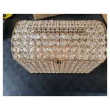 Nitial Crystal Wedding Card Box with Heart Lock 11in Wedding Money Box Treasure Chest Gold Bead Card Receiving Memory Storage for Reception Brithday Graduation Baby Shower Party (Elegant Style)