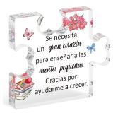 Yopyame Spanish Teacher Appreciation Gifts - Regalos para Maestra Acrylic Gifts Teachers Day Engraved Acrylic Puzzle Plaque End of Year Graduation Christmas Birthday Thanksgiving Gifts for Teacher