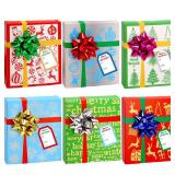 ceiba tree Glitter Christmas Gift Card Holder Boxes Money Holders for Cash Boxes 24 Packs 4.7X4 inch with Wrapping Bow Gift Tags Labels Stickers Small Gifts Wrap