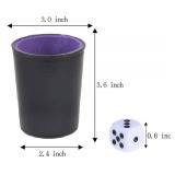 Leather Dice Cup, Quite Felt-Lined Interior,  Shaker Cups and Dices, one Carry Bag (Black and Purple)