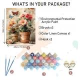 MBNTJHT DIY Flowers Paint by Numbers Kit for Adults,Unframed Potted Flowers Paint by Number Kits for Beginners,Acrylic Watercolor Painting Crafts Kit for Home Decor 16X20 Inch.