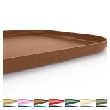 SMILOOL Silicone Pet Feeding Mat with Raised Edge for Food and Water, Dog Bowl Mats, Cat Bowls Placemat with High Lip for Floor Waterproof, Rubber Tray for Cats and Dogs 22 x 14 x0.8 Brown