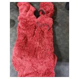 ROZKITCH Soft Dog Winter Coat, Fuzzy Pullover Dog Fleece Pajamas, Warm Fleece Windproof Cold Weather Jacket Cozy Jumpsuit Outfit 4 Legged Sweater Red M