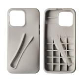 Jtsery Lip Gloss Holder Case for iPhone 15 Pro, Lipgloss Case Lipstick Lip Glaze Designed Stylish Silicone Women Girls Funny Case for iPhone 15 Pro 6.1 inch 2023 (Gray)