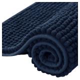 SUBRTEX Bathroom Rugs, 20 x 32 Chenille Bath Rug Soft Short Plush Bath Mat Soft Shower Mat Water Absorbent Shower Mat Quick Dry Machine Washable, Navy